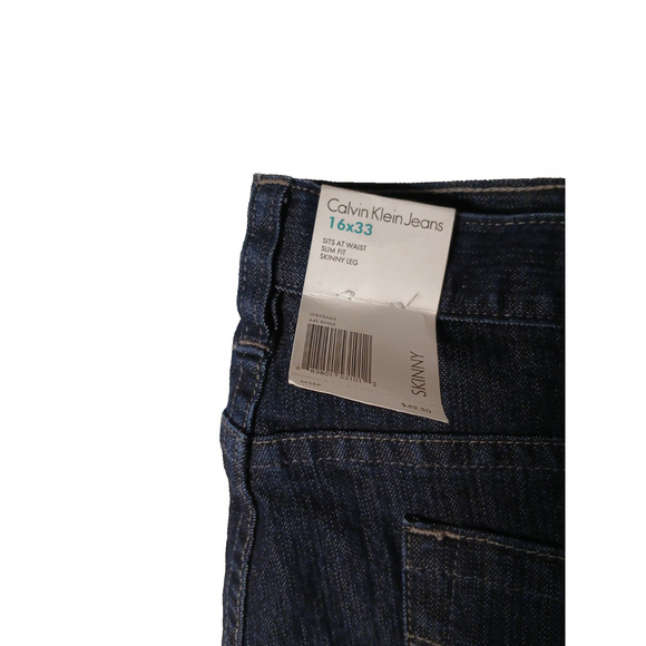 NEW Calvin Klein Jeans Women's Sz 33 16 XL Dark Blue Denim Skinny Embroidered - Picture 13 of 16